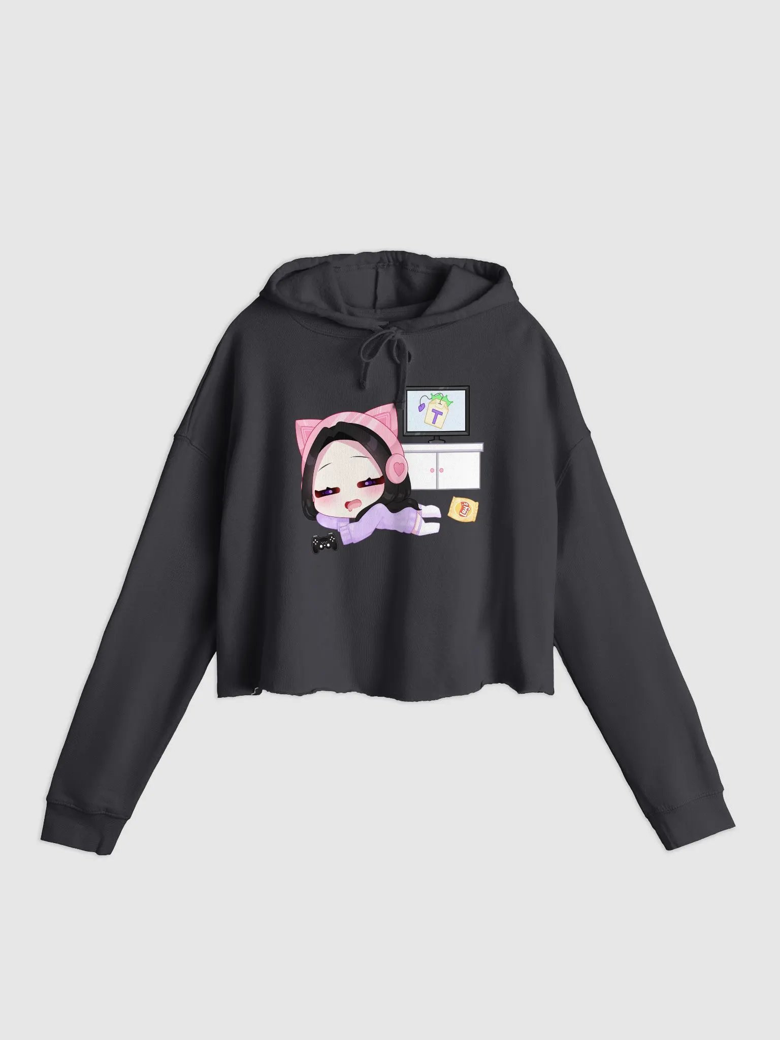 'Lazy Gamer' Chibi Cropped Hoodie product image (5)
