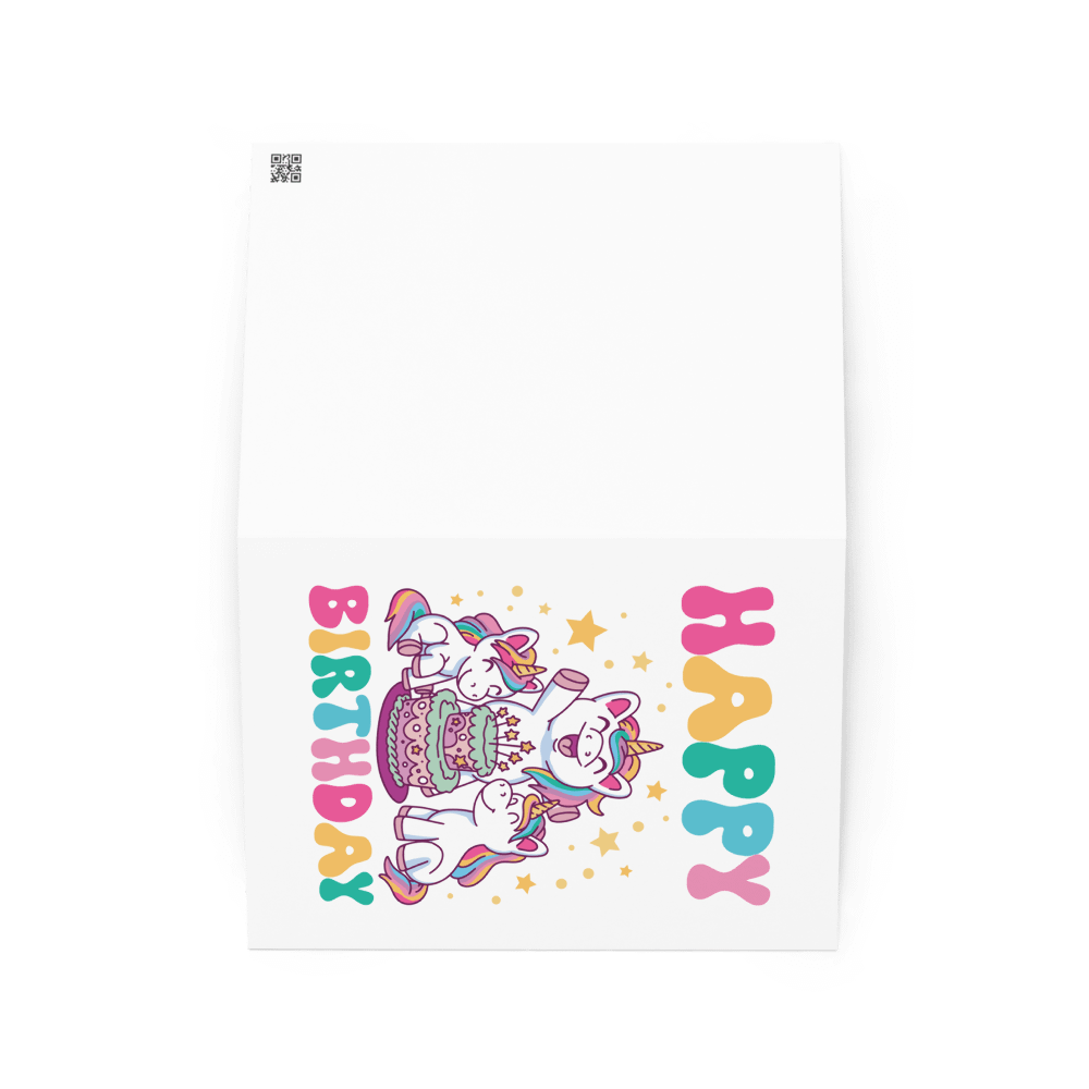 Happy Birthday (Unicorns With Birthday Cake) Birthday Card 5" x 7" product image (2)