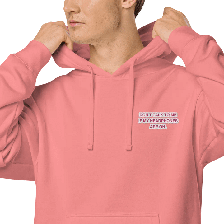 L.C. HEADPHONES ON (pink bubble design) embroidered pigment hoodie product image (1)