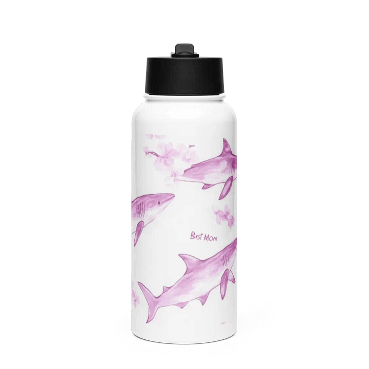 Pink Shark Best Mom Water Bottle product image (1)