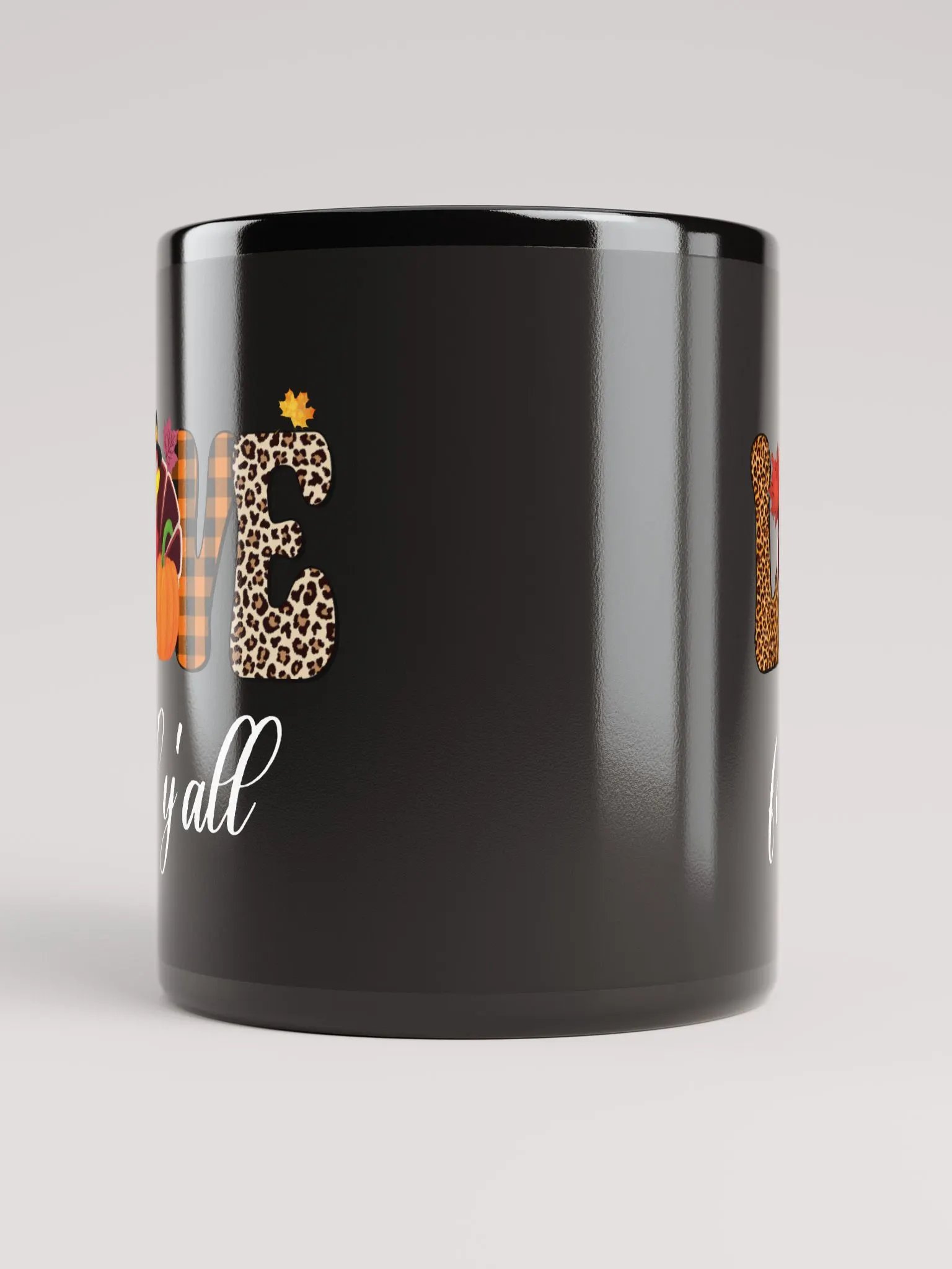 Love Fall Y'all Turkey Pumpkin Black Glossy Mug product image (6)
