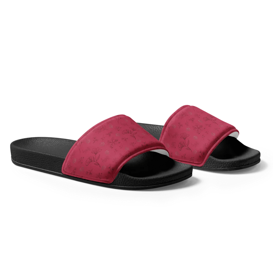 Gold Leaves and Chocolate Flowers Magenta Women's Slides product image (4)