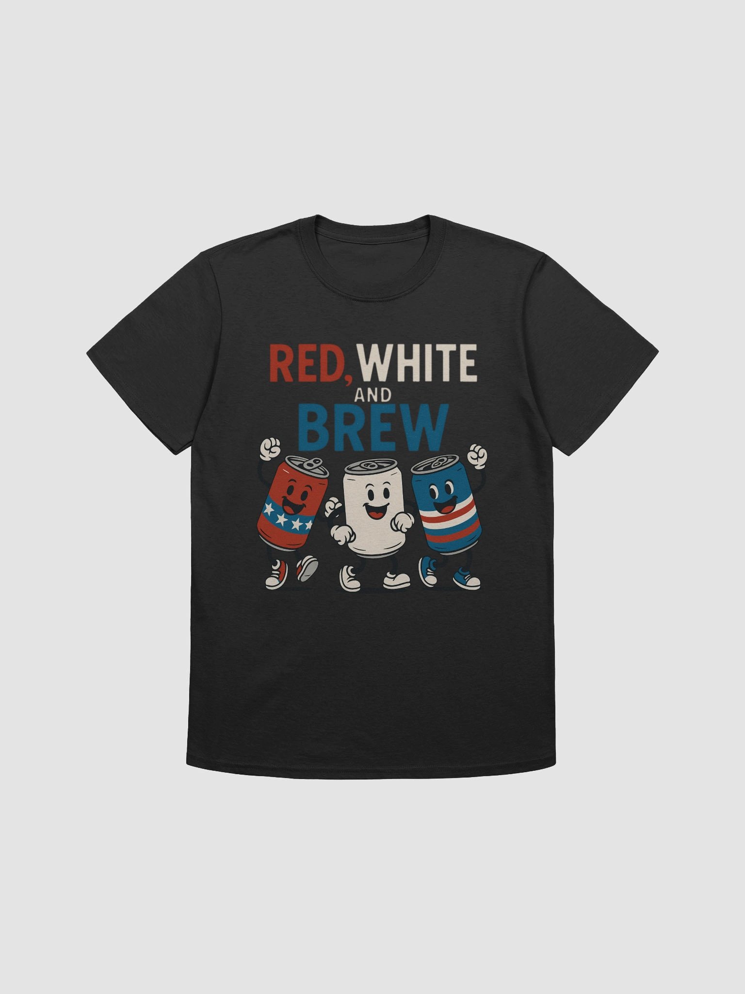 Red White and Brew 4th of July T-Shirt - Patriotic Beer & Soda Cans product image (3)