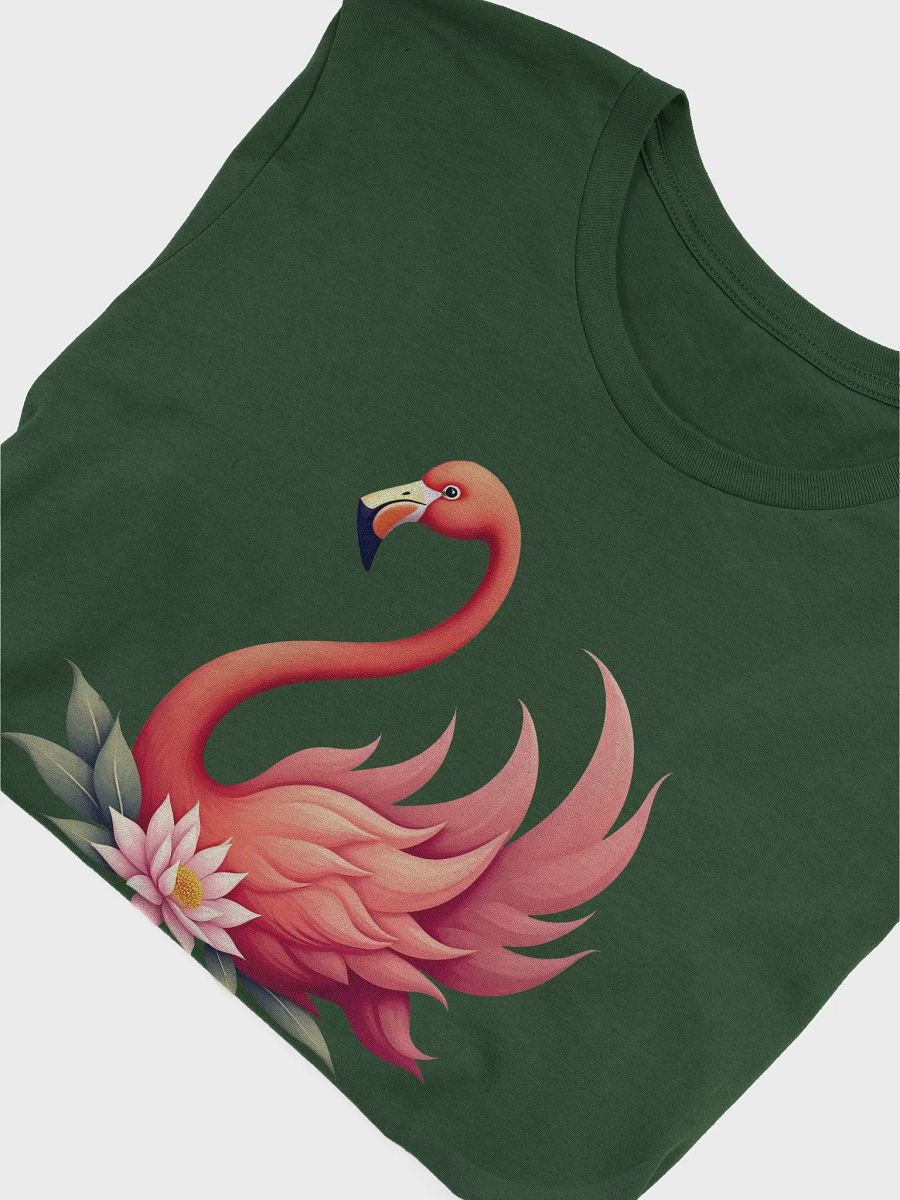 Flamingo T-Shirt, Elegant Pink Bird Tee, Nature-Inspired Art, Tropical Fashion, Unique Gift for Bird Lovers, Floral Flamingo Design T-shirt product image (2)