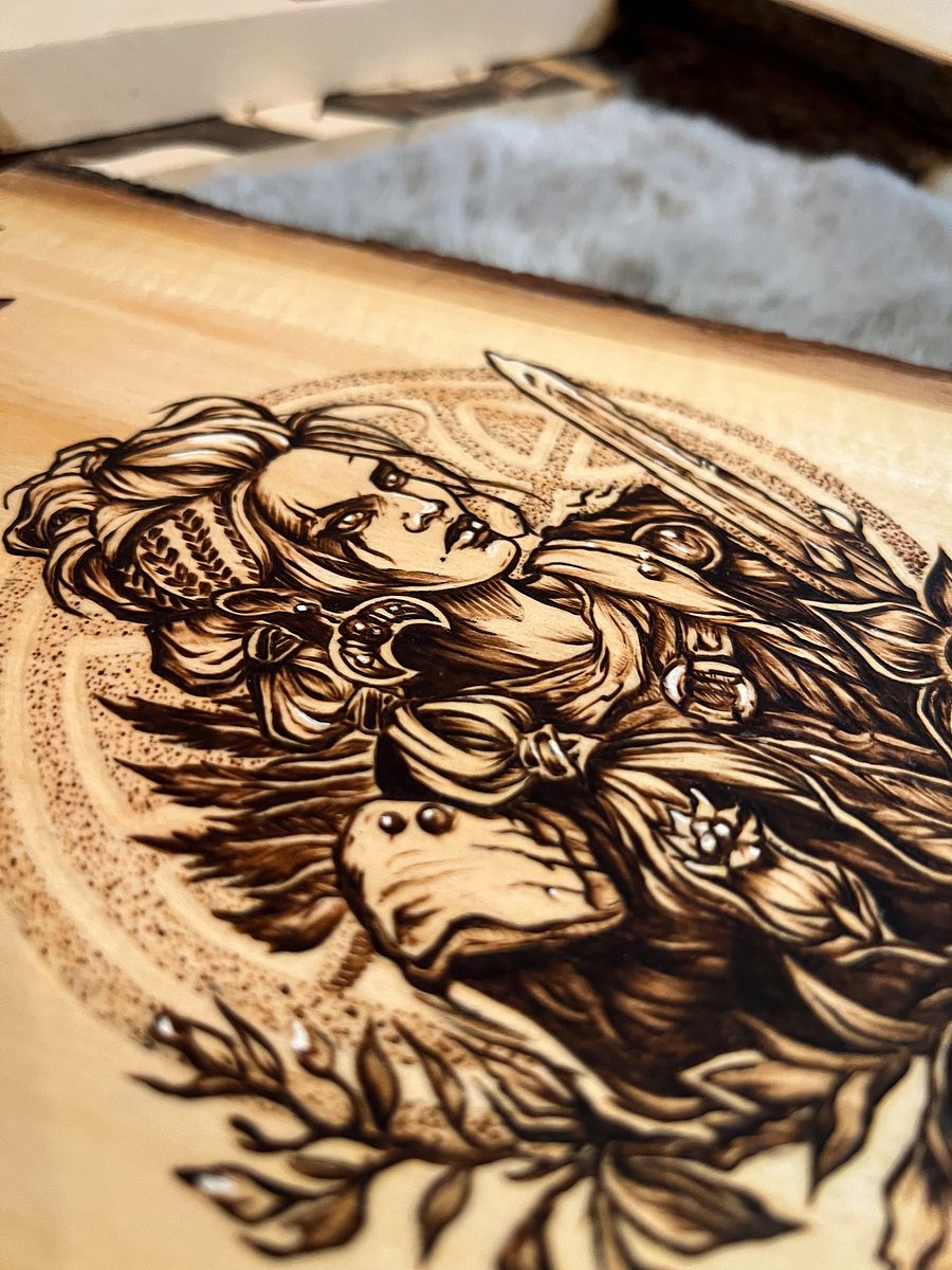 Valkyrie with Deadly Nightshade Pyrography product image (2)