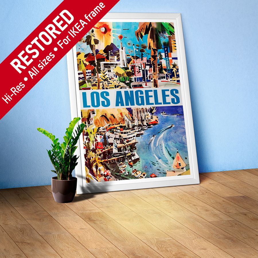 Los Angeles, USA, Hollywood, 1960s — retro vintage travel poster, retro travel art, retro travel wall art product image (1)
