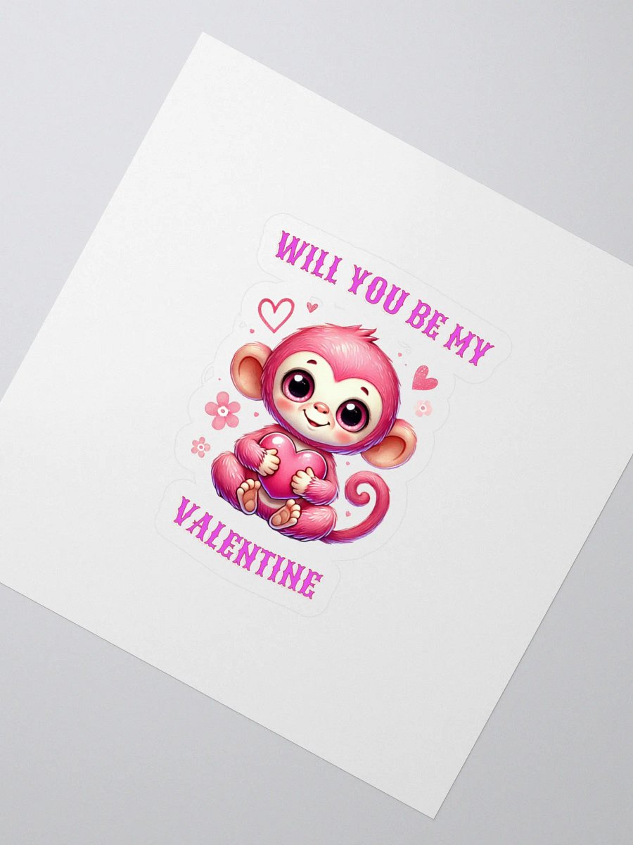 Cute Monkey Will you be my valentine sticker product image (2)