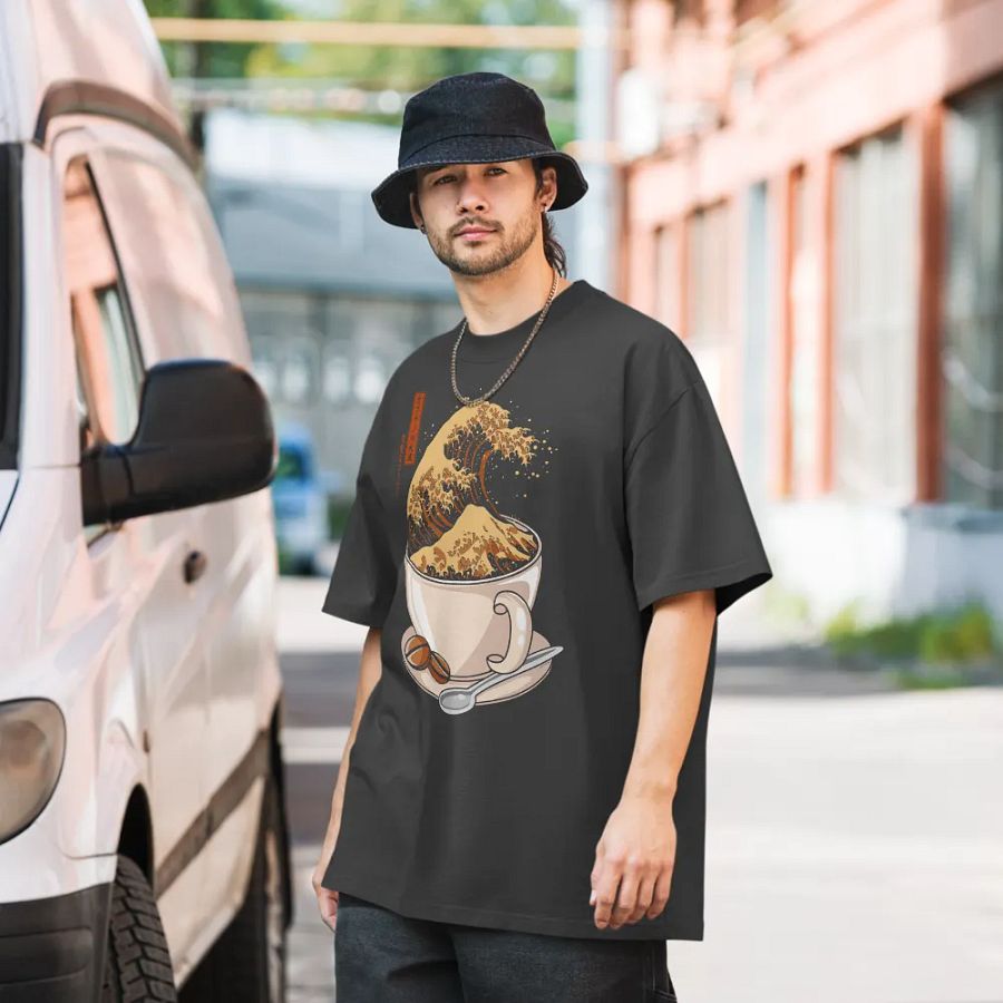 The Great Wave of Cappuccino - Oversized Tee 100% coton product image (6)