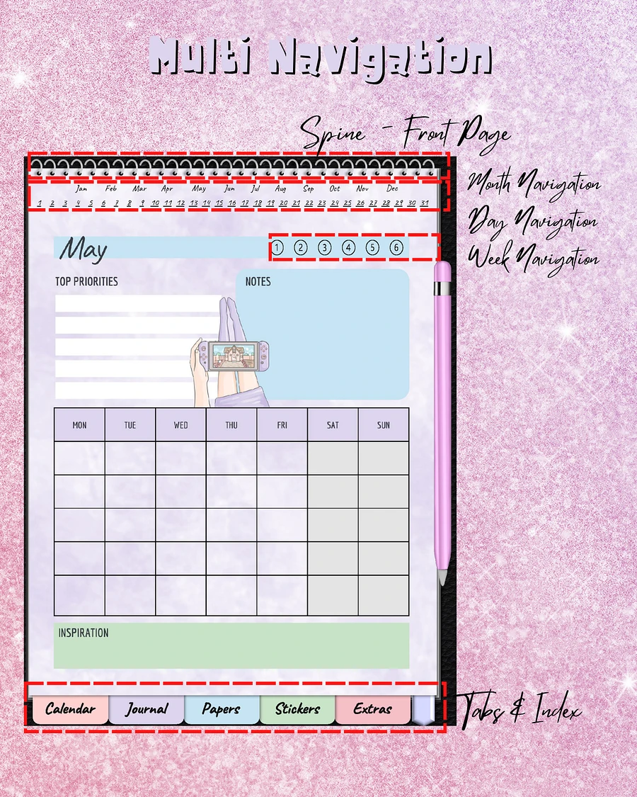 Cute Girl Gamer Perpetual Planner - Digital Version - Goodnotes Compatible product image (4)