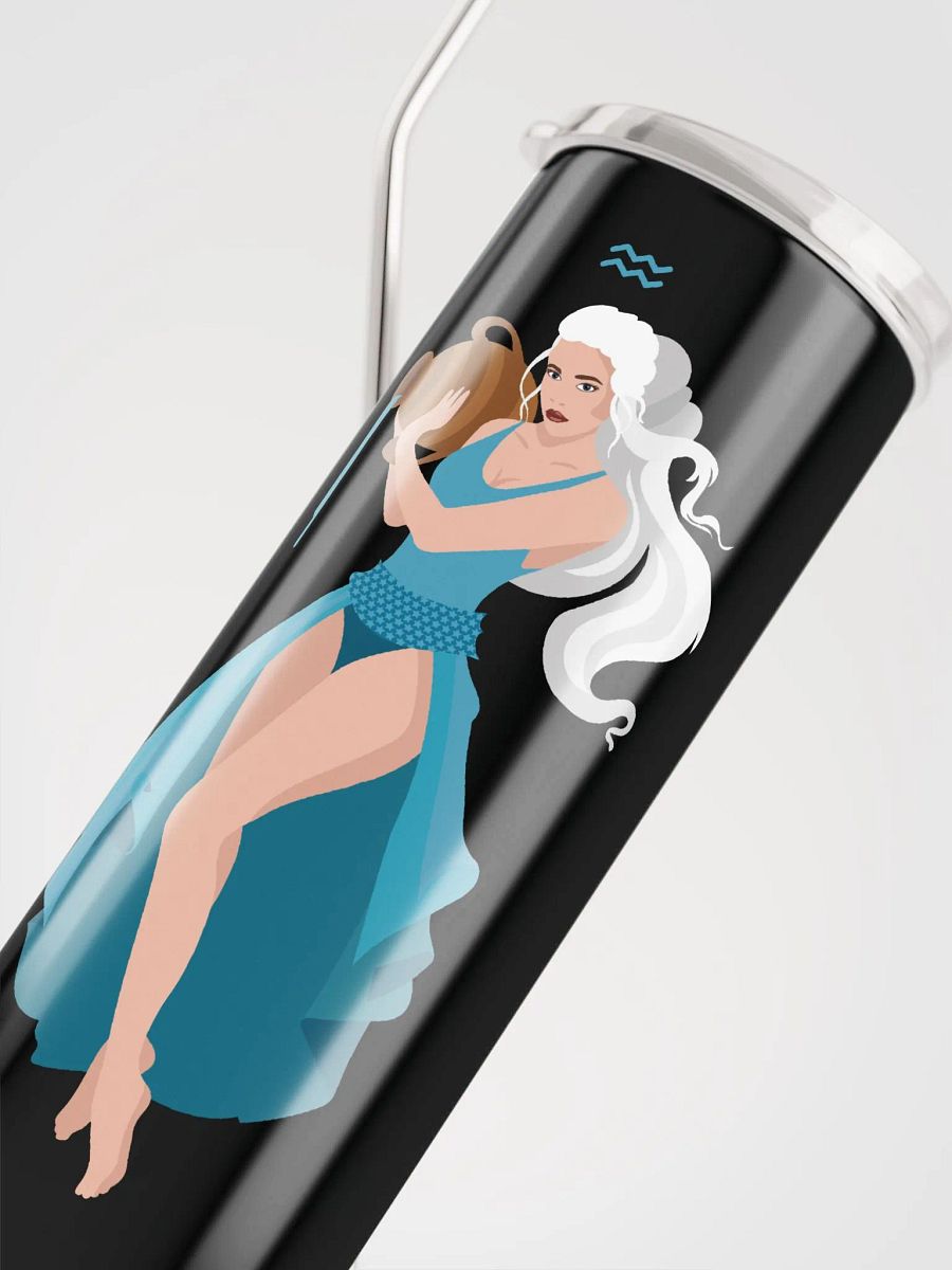 Aquarius Woman Illustrated Stainless Steel Tumbler: Embrace Zodiac Artistry! ♒ product image (5)