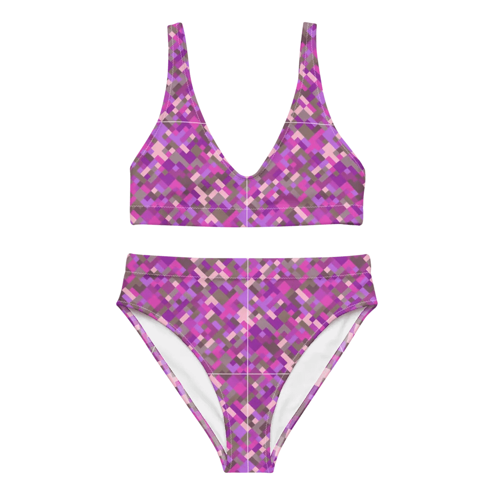 Colorful Mosaic Pattern Design High Waisted Bikini - v5 product image (9)