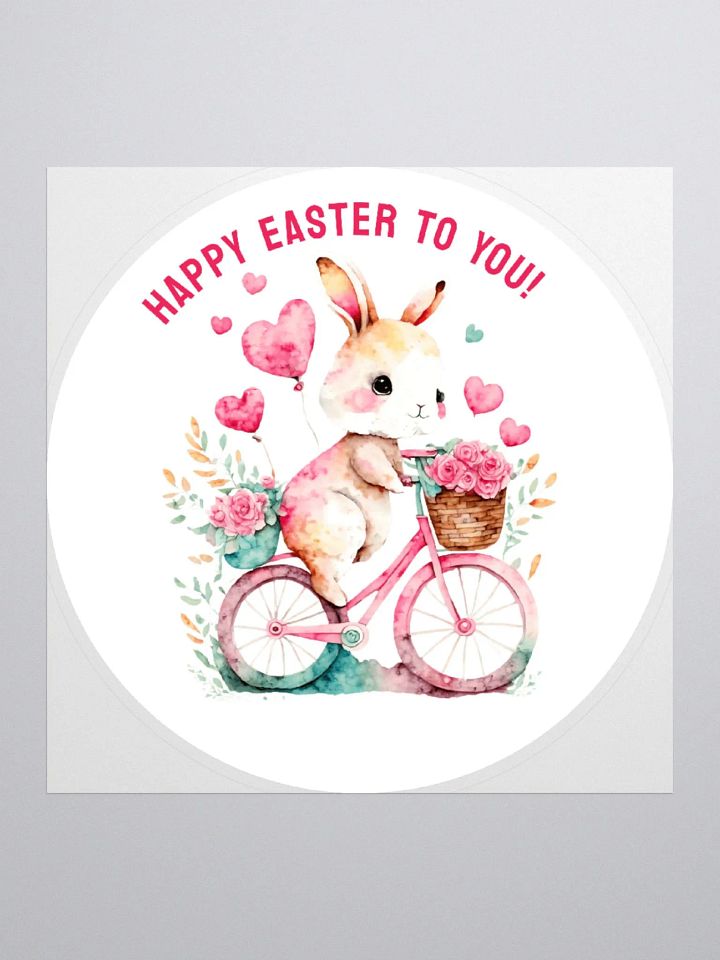 Happy Easter Bunny Riding Floral Bike w/ Heart Balloons product image (2)