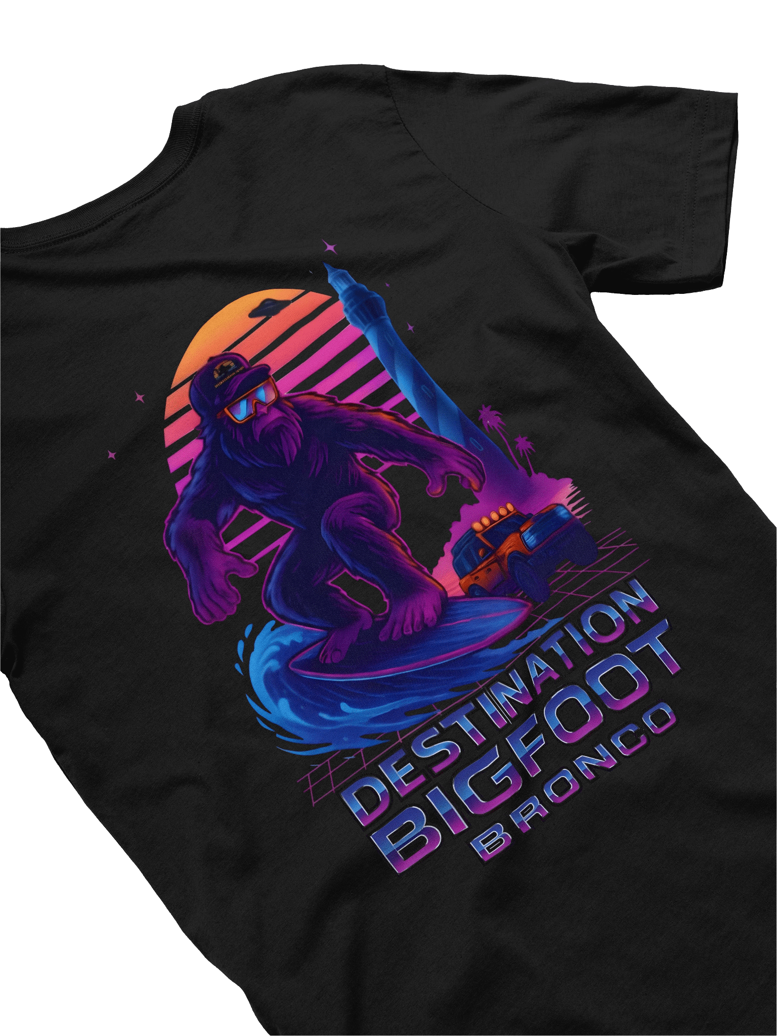 Destination Bigfoot Bronco Synthwave T-Shirt (Multiple Colors Available) product image (42)