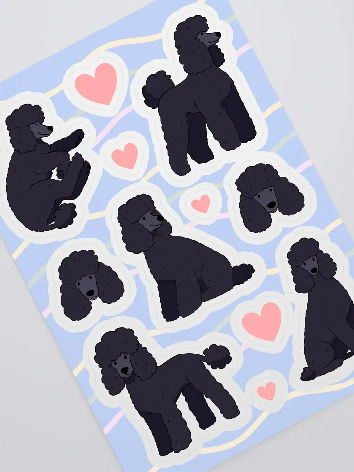 Black Poodle Dog Sticker Sheet product image (2)