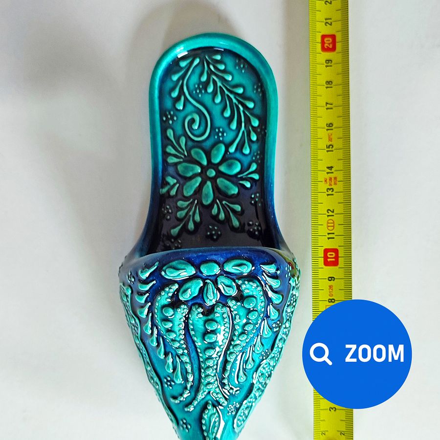 Ceramic wall decor, turquoise shoes (Terlik) — handmade pottery, handmade ceramic, home decor, handmade gift, Turkish ceramic product image (9)