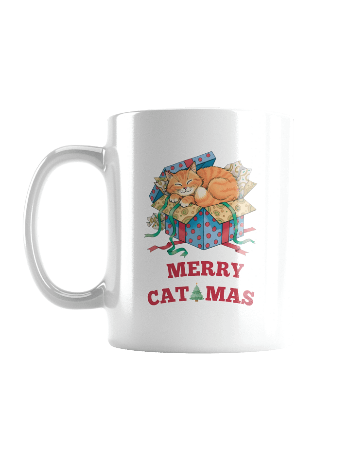 Merry Catmas White Glossy Mug, Christmas cat mug product image (1)