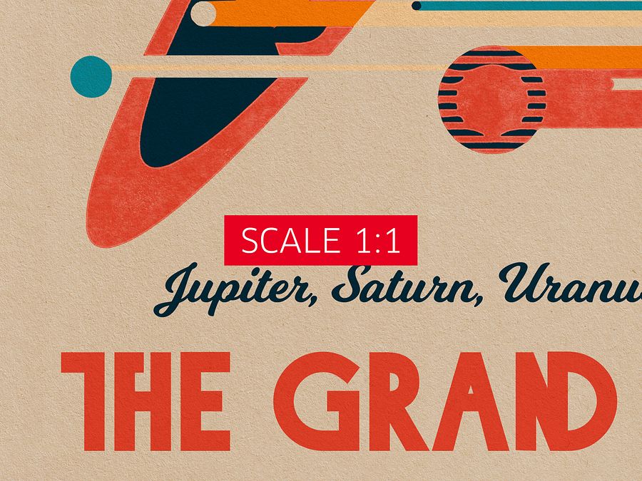 The Grand Tour: Jupiter, Saturn, Uranus, Neptune — Vintage space poster, retro space art, propaganda poster, retrofuturism art, retro sci-fi print product image (5)