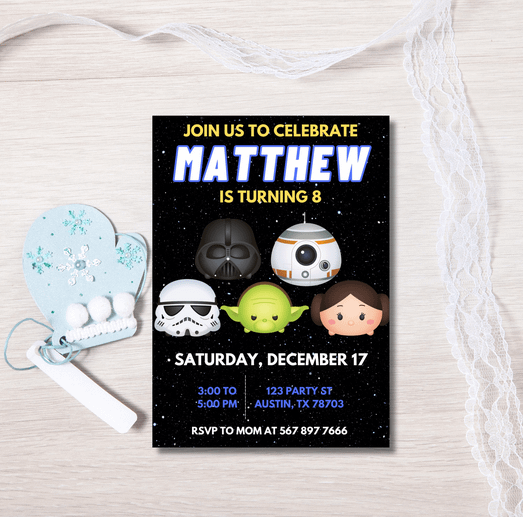 Digital Editable Text Star Wars Birthday Invitation - Canva Template - Galactic Adventure - Instant Download - Space Theme Party product image (3)