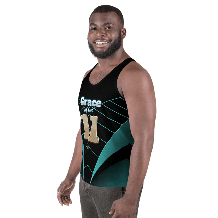 Black and Light Green Grace of God Men's Tank-top product image (2)