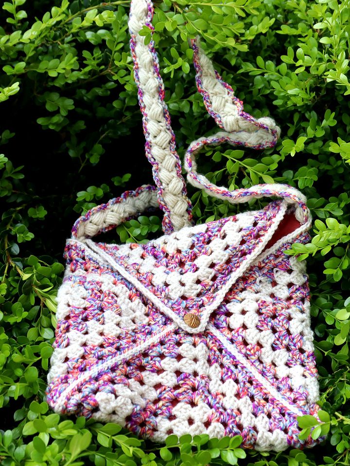 Berry Stripes Handmade Crochet Crossbody Bag - One of a Kind product image (1)