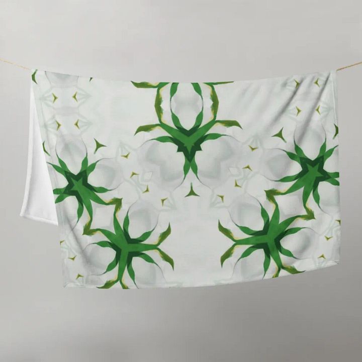 White & Green Floral Throw Blanket product image (1)