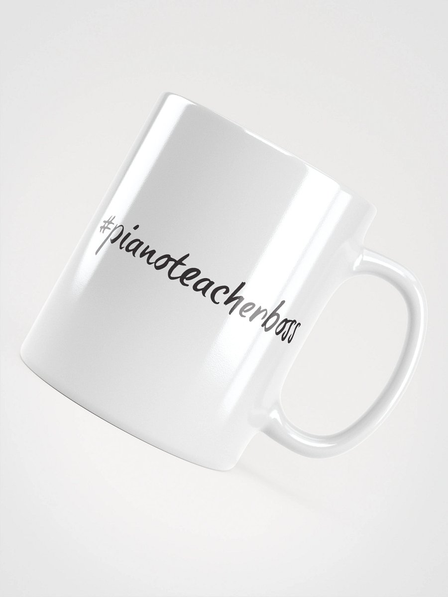 "Piano Teacher Boss" White Glossy Mug with Black Script product image (4)