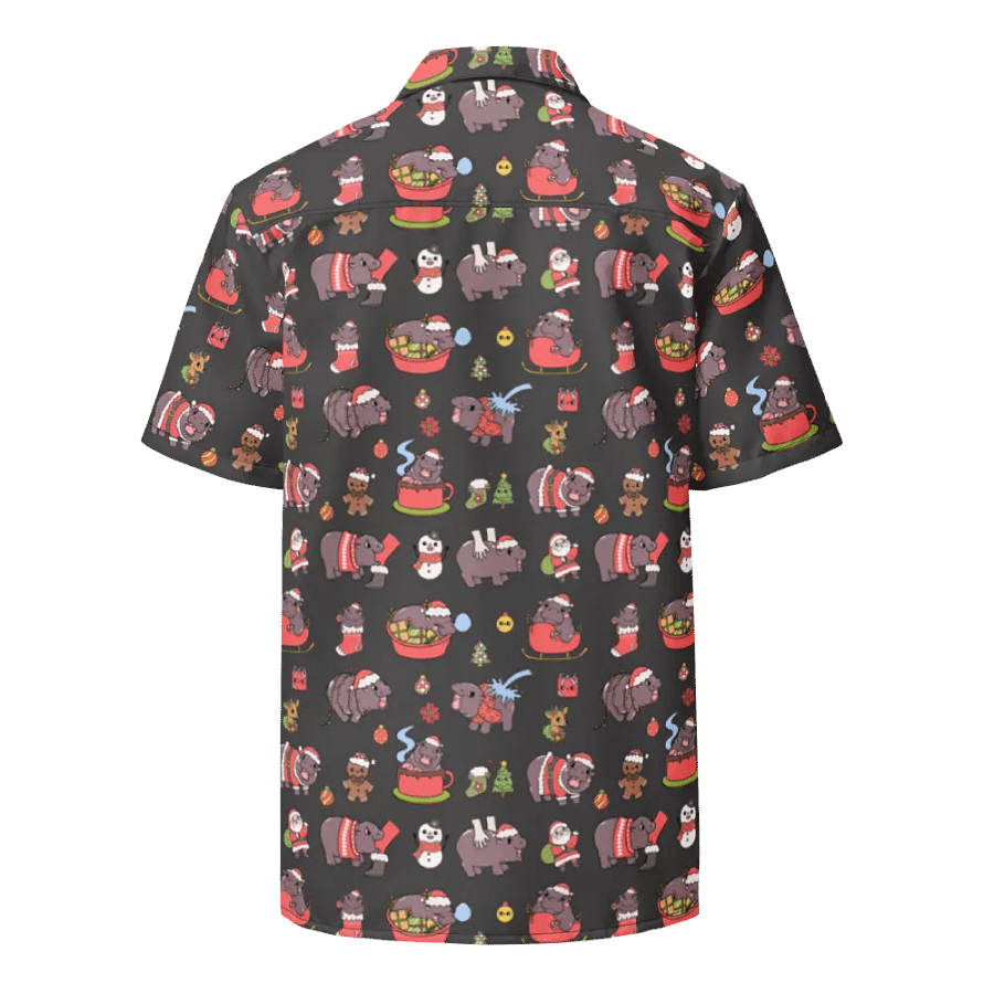 MOODENG'S BLACK CHRISTMAS HAWAIIAN SHIRT! product image (3)