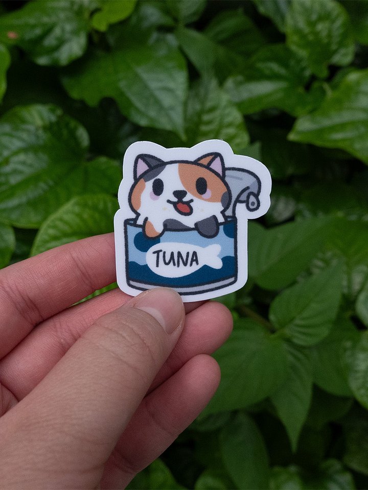 Cat in tuna can sticker product image (2)