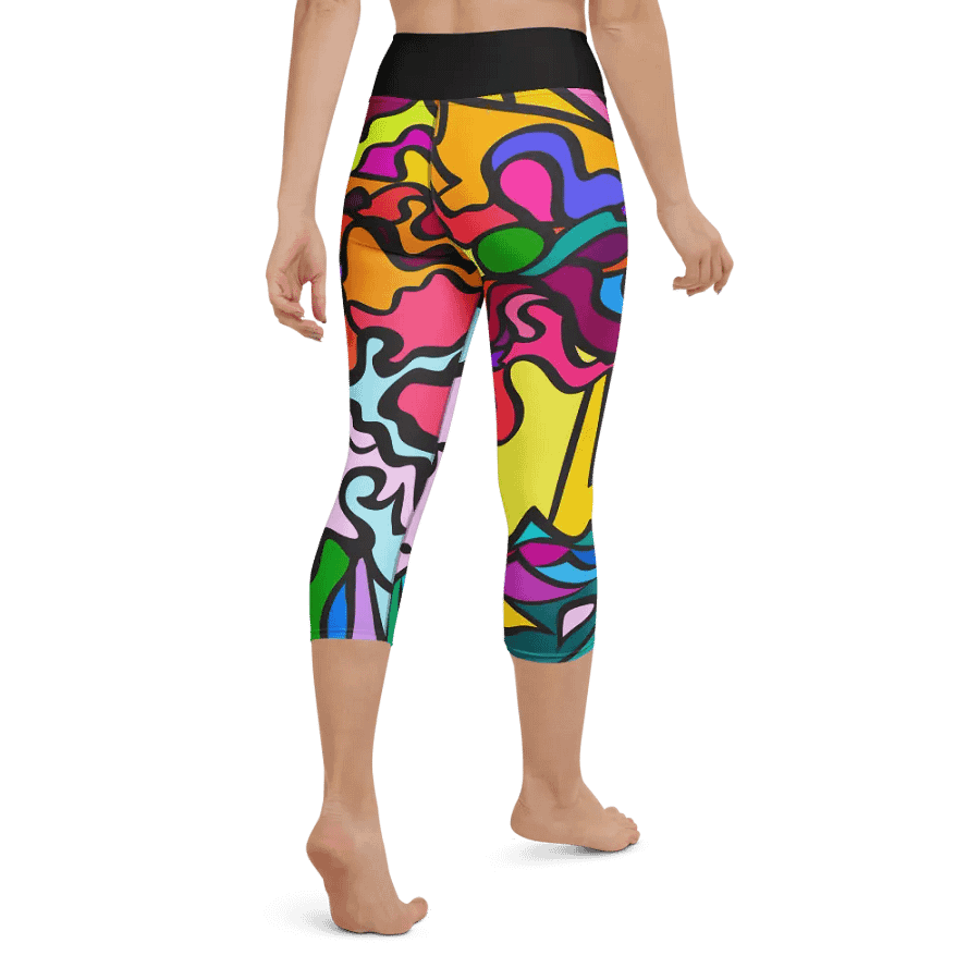 Vibrant Swirl All-Over Yoga Capri Leggings - Wave at Sunset product image (3)
