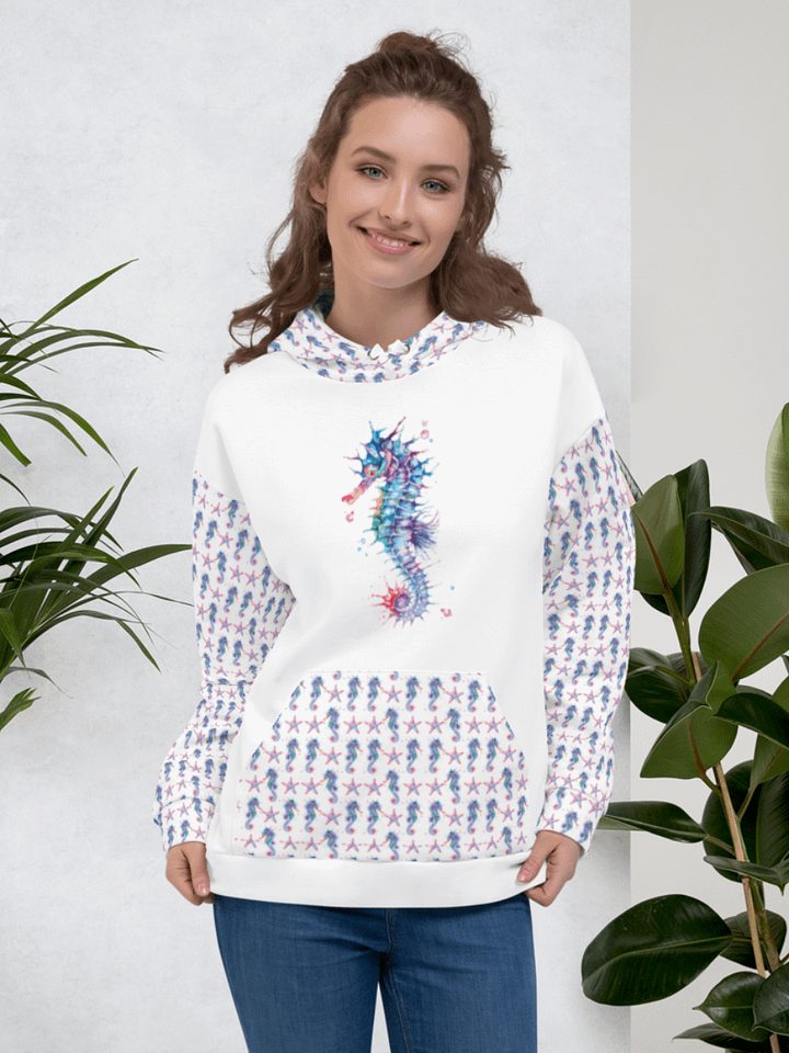 Vibrant Watercolour Seahorse Dreams Hoodie product image (1)