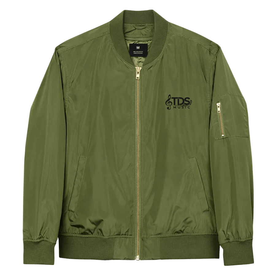 TDS Music Threadfast Premium Recycled Bomber in Army Green and Black (XS-3XL) product image (5)