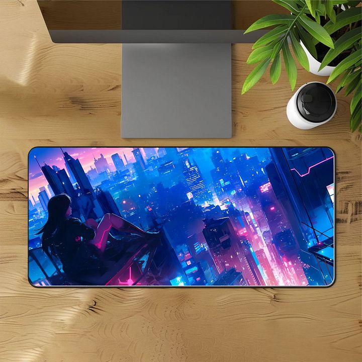 Cyberpunk Cityscape Desk Mat - 12