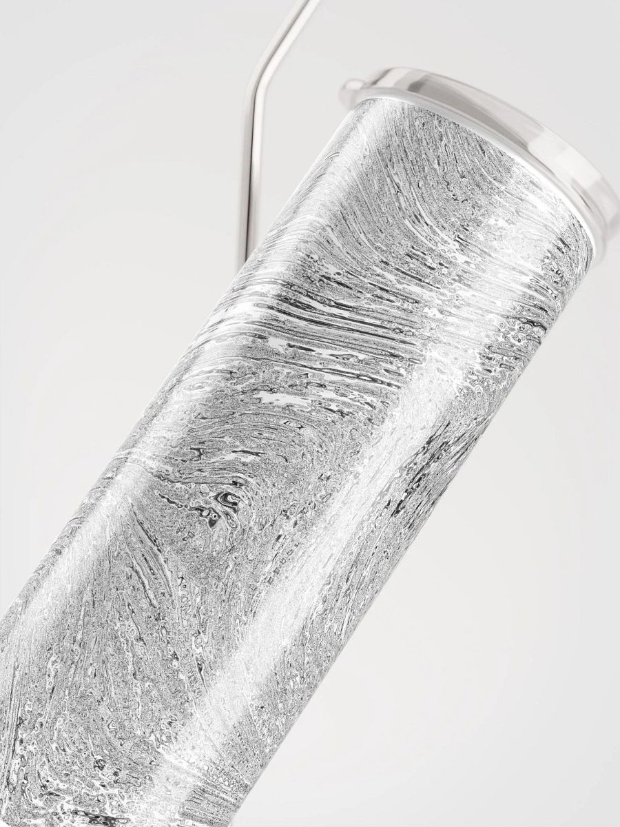 Swirling Silver Stainless Steel Tumbler | Eco-Friendly 20oz with Reusable Straw product image (5)
