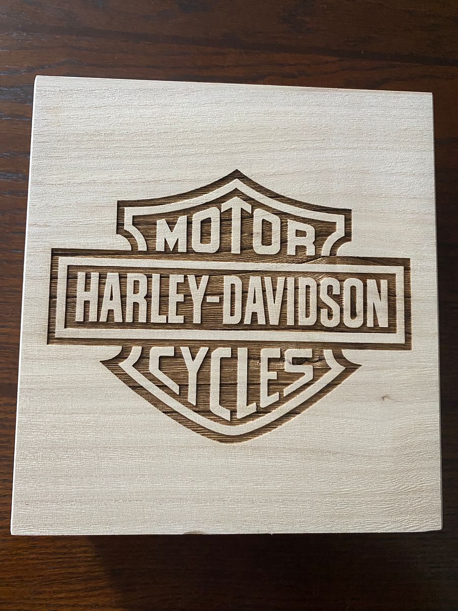 Wood Box Engraved with Harley-Davidson Logo. product image (6)