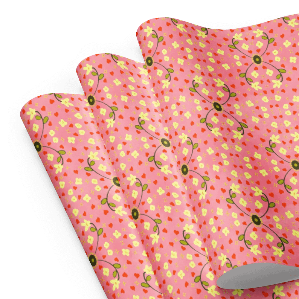 Hearts and Flowers Pink Wrapping Paper product image (8)