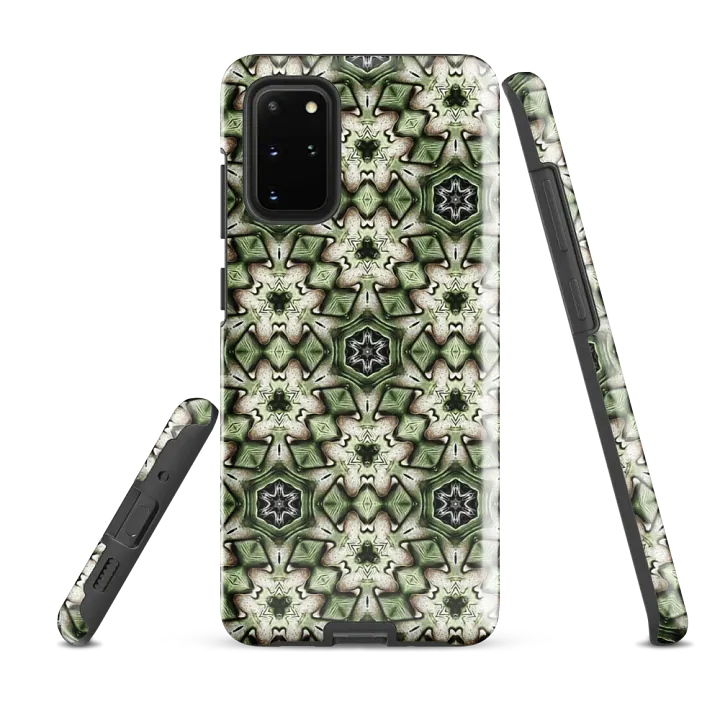 Tough Phone Case for Samsung® - Green and Beige Hex Geometric Pattern product image (2)