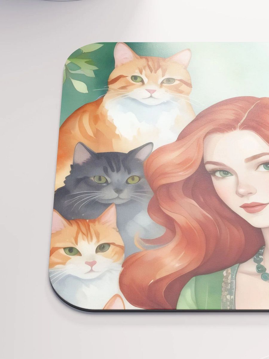 Red Cat Lady Mouse Pad product image (7)