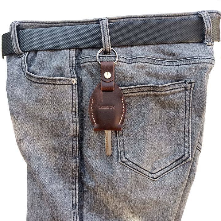 MEEBOY Handmade Keychain Leather Protective Key Holder,broken car key sleeve product image (1)
