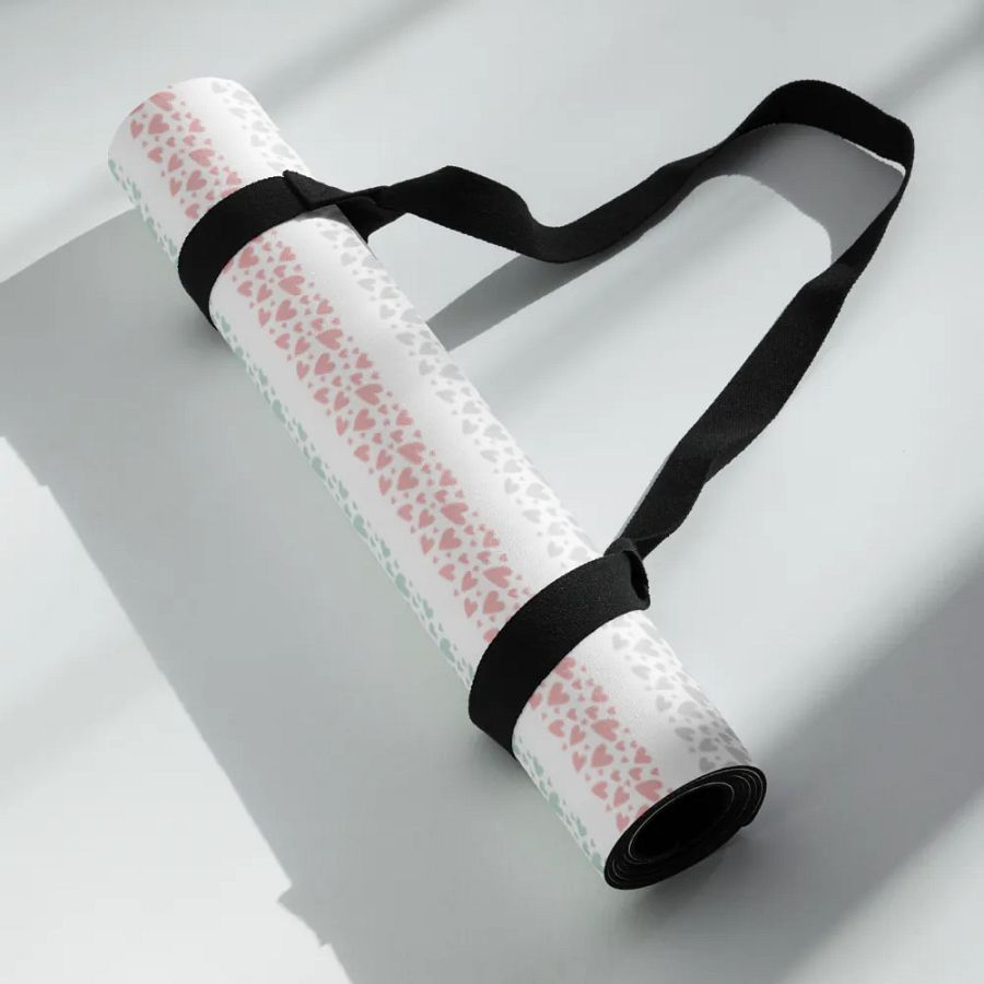 Colorful Pastel Heart Shaped Stripes Yoga Mat by Treasure Pie product image (6)