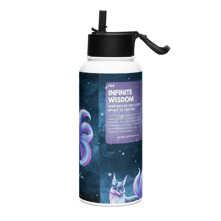 "Infinite Wisdom" Fox Stainless Steel Water Bottle – A Companion for Insightful Growth product image (3)