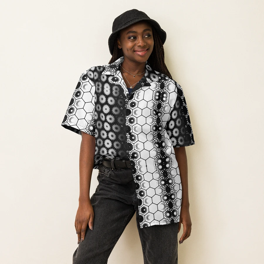 Button Up, Hawaiian Style, Black and White, Shirt product image (4)