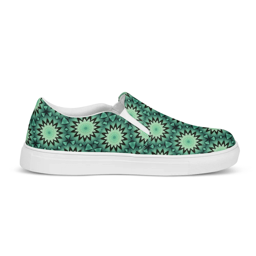 Kaleidoscopic Green Star Women's Slip-Ons product image (10)