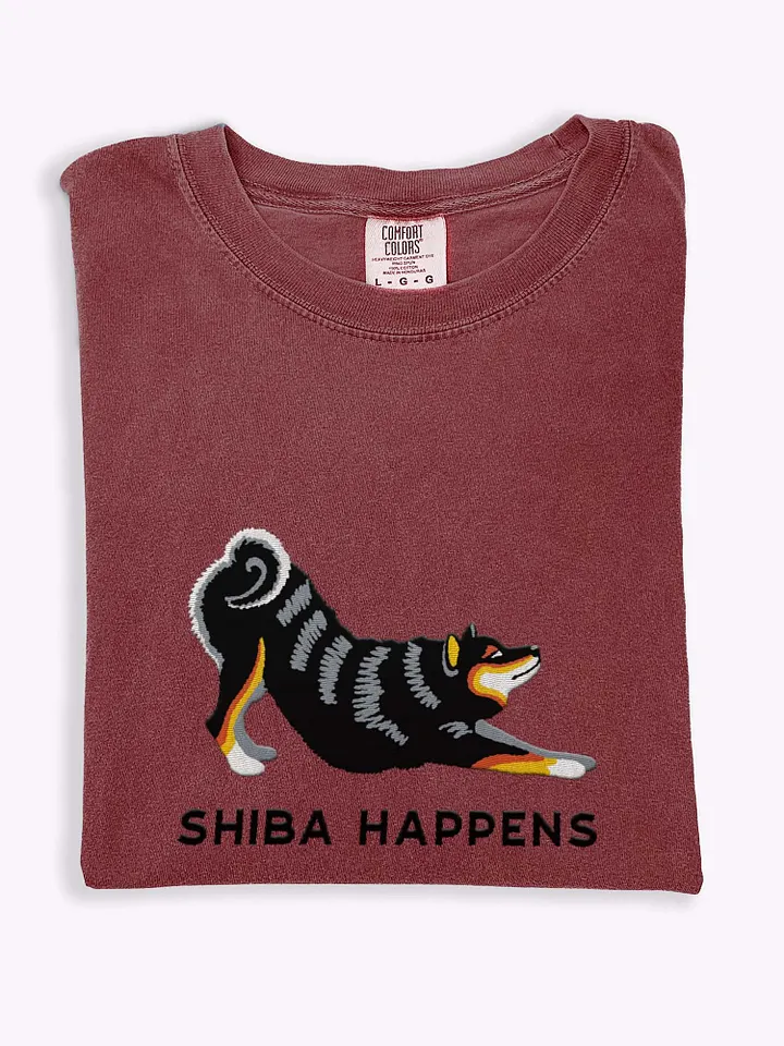 Shiba Happens T-Shirt(Embroidered) of a Shiba Inu(Tricolor) product image (1)