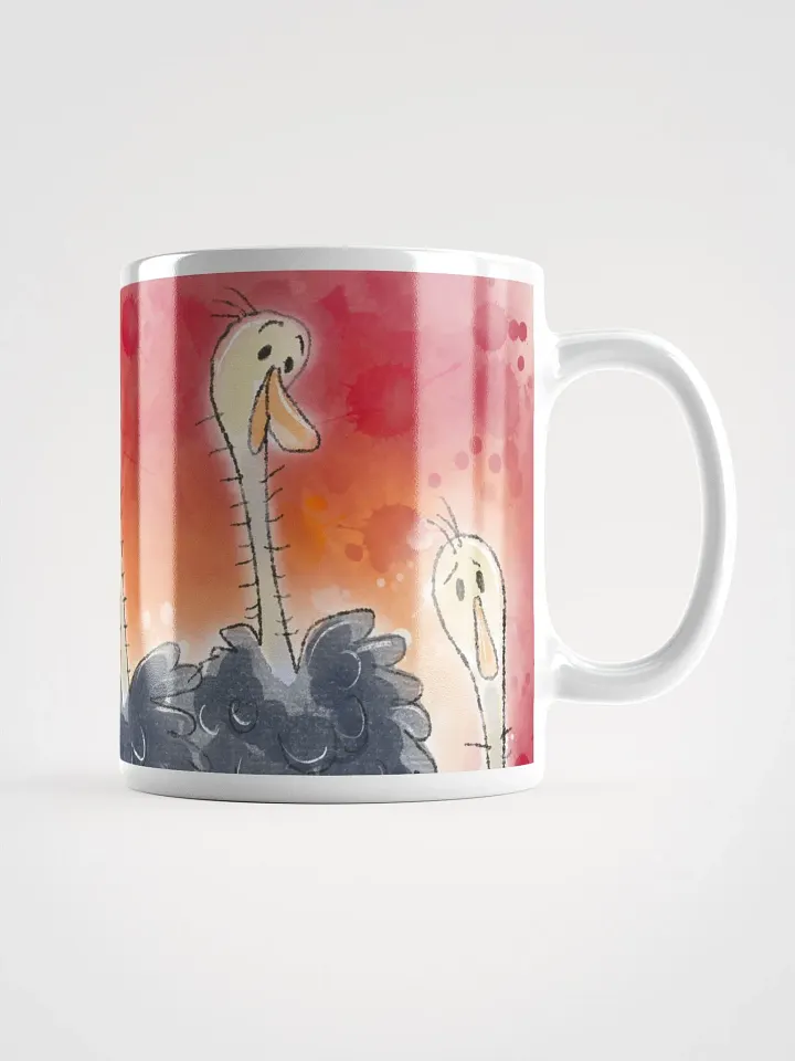 Hand Drawn Expressive Ostriches White Glossy Mug product image (3)