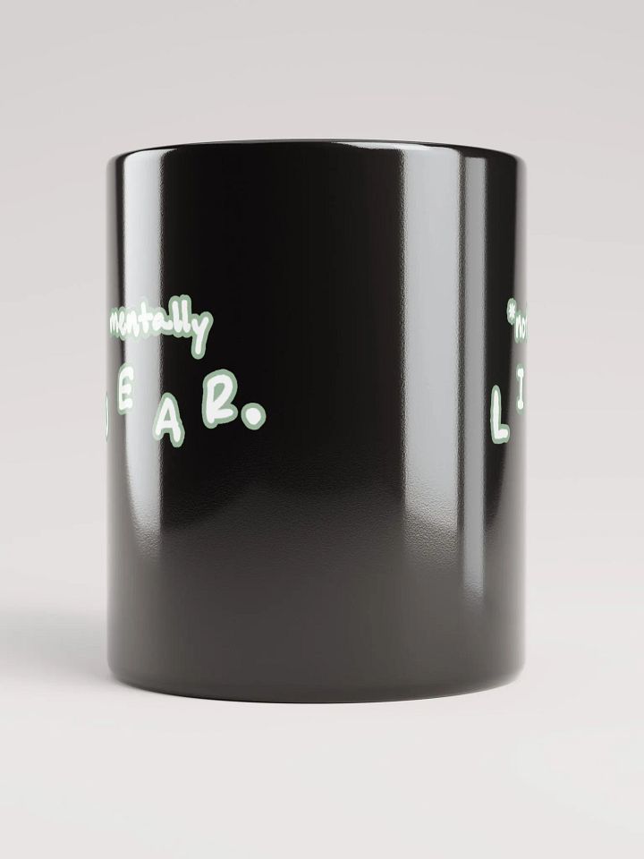 *not* mentally linear (lined design, #96B697) glossy black mug product image (3)
