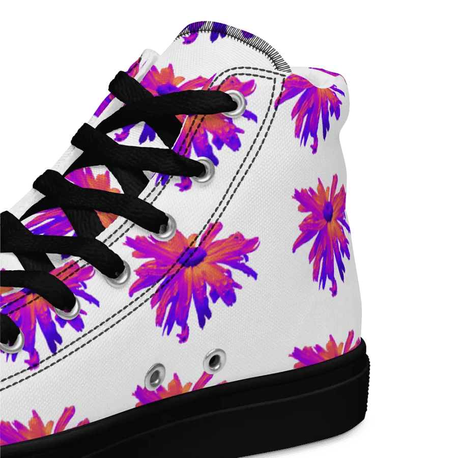 Abstract Pink Floating Daisy Flower Women's Black Toe High Top Canvas Shoes product image (10)