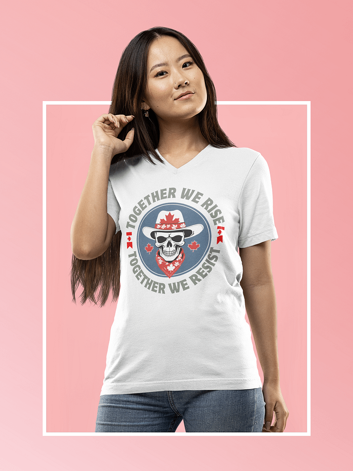 Canadian Rebel Skull Women's V-Neck Tee product image (10)