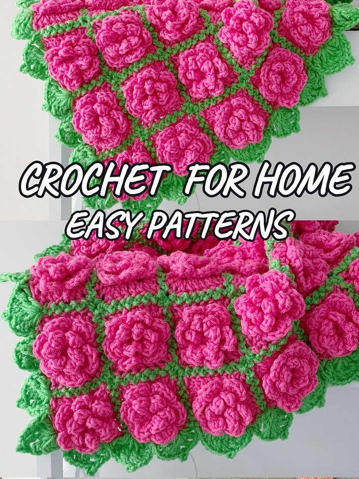 Victorian Style Rose Flower Baby Blanket Crochet Pattern, Crochet Motif Boho Throw Blanket or Nursery Rug product image (2)