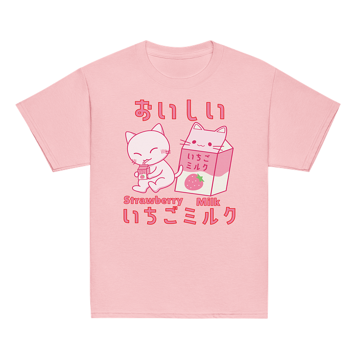Strawberry Milk Kitty- Unisex Youth Heavyweight T-shirt product image (2)