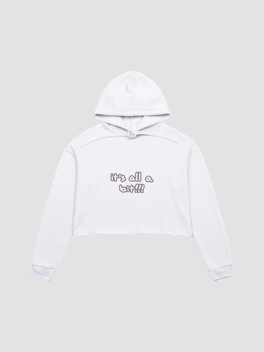 “It’s all a bit!!!” (lined design, #8D778F) fleece cropped hoodie product image (30)